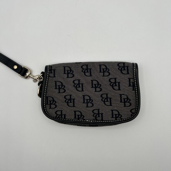 Dooney & Bourke Black Monogram Logo Wristlet Clutch Wallet Y2K‎ Purse Zip Snap - Picture 6 of 11